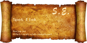 Spet Elek névjegykártya